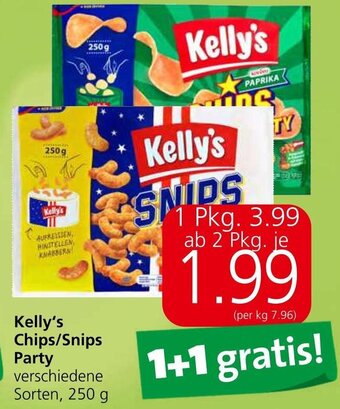 Eurospar Kelly's Chips/Snips Party verschiedene Sorten, 250 g Angebot