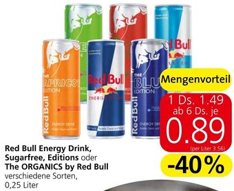 Eurospar Red Bull Energy Drink, Sugarfree, Editions oder The ORGANICS by Red Bull verschiedene Sorten, 0,25 Liter Angebot