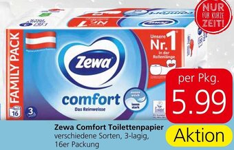 Eurospar Zewa Comfort Toilettenpapier verschiedene Sorten, 3-lagig, 16er Packung Angebot