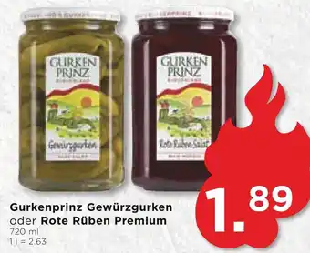 Unimarkt Gurkenprinz Gewürzgurken oder Rote Rüben Premium 720 ml Angebot