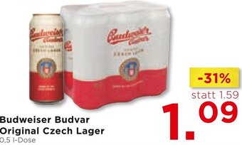 Unimarkt Budweiser Budvar Original Czech Lager 0,5 I-Dose Angebot