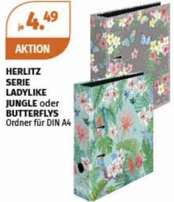 Müller HERLITZ SERIE LADYLIKE JUNGLE oder BUTTERFLYS Ordner für DIN A4 Angebot