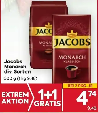 Billa Jacobs Monarch div. Sorten 500 g (1 kg 9.48) Angebot