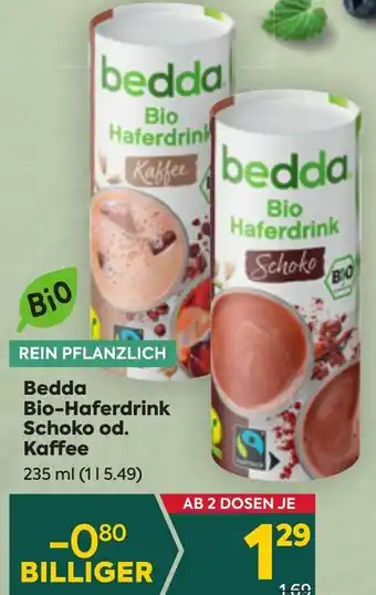Billa Bedda Bio-Haferdrink Schoko od. Kaffee 235 ml Angebot