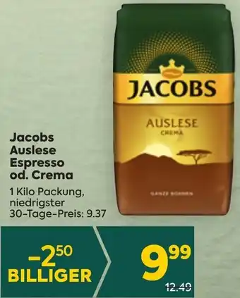 Billa Jacobs Auslese Espresso od. Crema 1 Kilo Packung Angebot