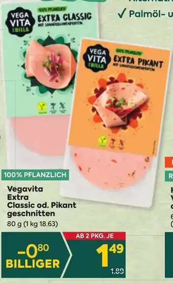 Billa Vegavita Extra Classic od. Pikant geschnitten 80 g Angebot