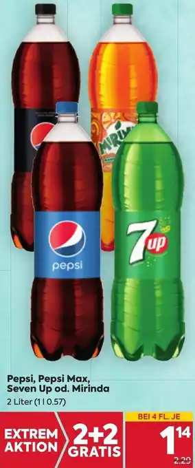 Billa Pepsi, Pepsi Max, Seven Up od. Mirinda 2 Liter (11 0.57) Angebot