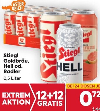 Billa Stiegl Goldbräu, Hell od. Radler 0,5 Liter Angebot