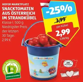 Hofer HOFER MARKTPLATZ SNACKTOMATEN AUS ÖSTERREICH IM STRANDKÜBEL Klasse 1, 500 g Angebot
