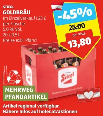 Hofer STIEGL GOLDBRÄU Angebot