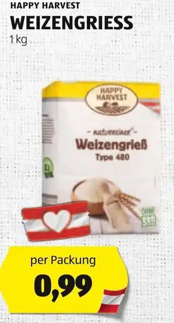 Hofer HAPPY HARVEST WEIZENGRIESS 1 kg Angebot