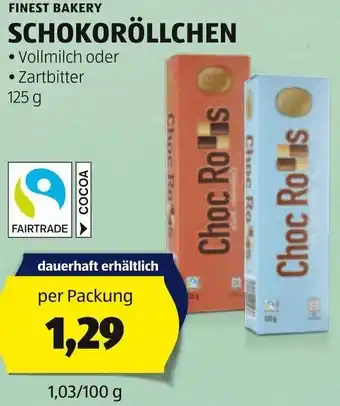 Hofer FINEST BAKERY SCHOKORÖLLCHEN 125 g Angebot