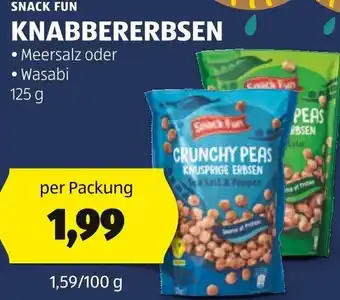 Hofer SNACK FUN KNABBERERBSEN. 125 g Angebot