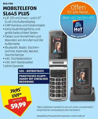 Hofer BEA-FON MOBILTELEFON SL645 PLUS Angebot