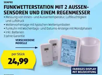 Hofer SEMPRE FUNKWETTERSTATION SENSOREN UND EINEM REGENMESSER per Stück Angebot