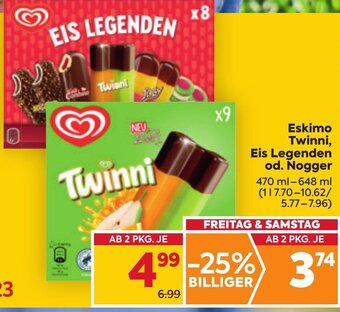 Billa Eskimo Twinni, Eis Legenden od. Nogger 470 ml-648 ml Angebot
