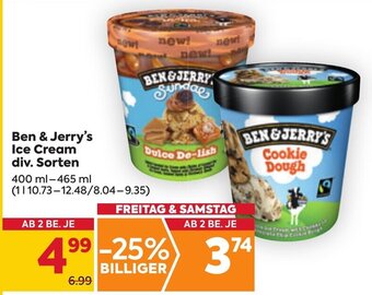 Billa Ben & Jerry's Ice Cream div. Sorten 400 ml- 465 ml Angebot