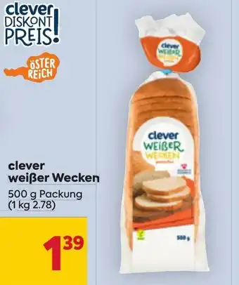 Billa clever weißer Wecken 500 g Packung Angebot