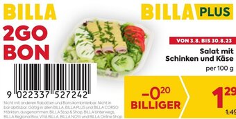 Billa Salat mit Schinken und Käse per 100 g Angebot