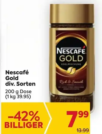 Billa Nescafé Gold div. Sorten 200 g Dose (1 kg 39.95) Angebot