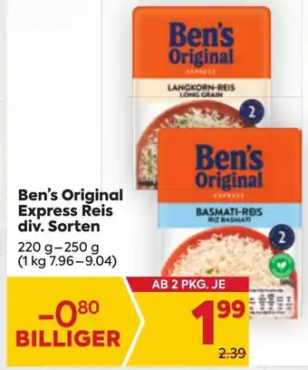 Billa Ben's Original Express Reis div. Sorten 220 g- 250 g Angebot