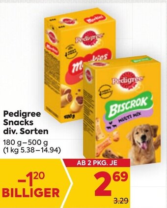 Billa Pedigree Snacks div. Sorten 180 g-500 g Angebot