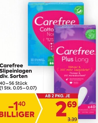 Billa Carefree Slipeinlagen div. Sorten 40-56 Stück Angebot