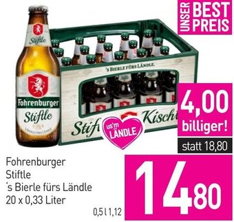 Sutterlüty Fohrenburger Stiftle 's Bierle fürs Ländle 20 x 0,33 Liter Angebot