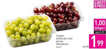 Sutterlüty Trauben dunkel oder weiß kernlos 500 g Becher Angebot