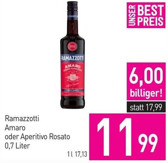 Sutterlüty Ramazzotti Amaro oder Aperitivo Rosato 0,7 Liter Angebot
