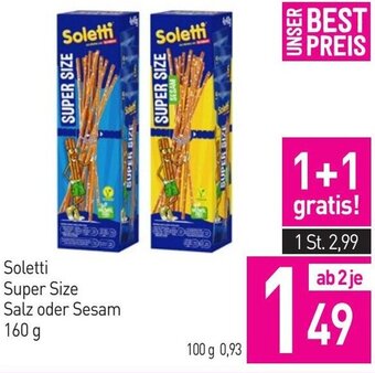 Sutterlüty Soletti Super Size Salz oder Sesam 160 g Angebot