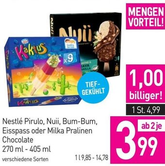 Sutterlüty Nestlé Pirulo, Nuii, Bum-Bum, Eisspass oder Milka Pralinen Chocolate 270 ml- 405 ml Angebot