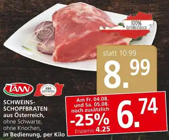 SPAR Gourmet SCHWEINS-SCHOPFBRATEN aus Österreich, ohne Schwarte, ohne Knochen, in Bedienung, per Kilo Angebot
