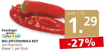 SPAR Gourmet knackiger Natur pur BIO-SPITZPAPRIKA ROT aus Österreich, Klasse 1, per Stück Angebot