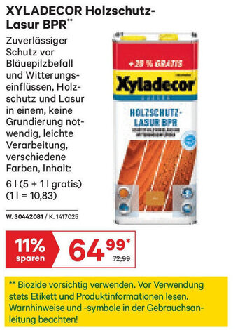 Lagerhaus XYLADECOR Holzschutz- Lasur BPR** Angebot