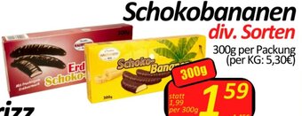 Wurstico Schokobananen div. Sorten 300g per Packung Angebot