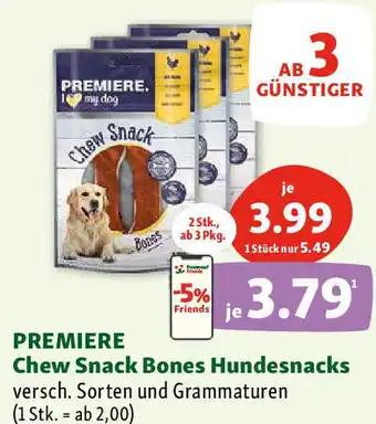 Fressnapf PREMIERE Chew Snack Bones Hundesnacks versch. Sorten und Grammaturen (1 Stk. ab 2,00) Angebot