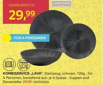 Möbelix KOMBISERVICE ,,LAVA", Steinzeug, schwarz, 12tlg., für 4 Personen, bestehend aus: je 4 Speise-, Suppen und Desserteller Angebot