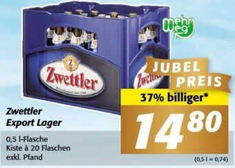 Nah&Frisch Zwettler Export Lager 0,5 l-Flasche Angebot