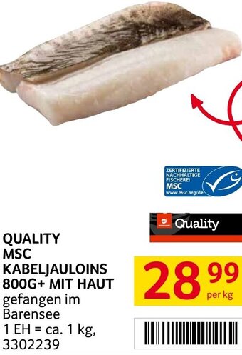 Transgourmet QUALITY MSC KABELJAULOINS 800G+ Mit Haut per kg Angebot