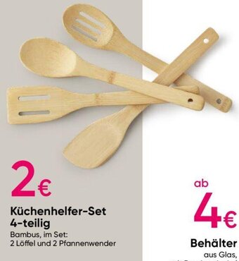 Pepco Küchenhelfer-Set 4-teilig Bambus, im Set: 2 Löffel und 2 Pfannenwender Angebot