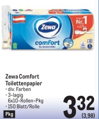 Metro Zewa Comfort Toilettenpapier 6x10-Rollen-Pkg Angebot