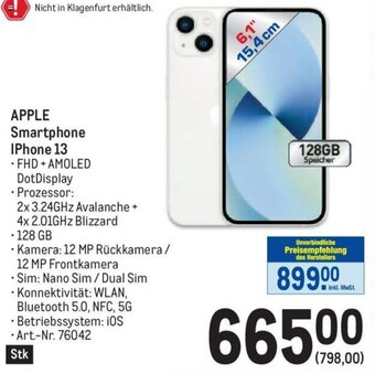 Metro APPLE Smartphone IPhone 13 Angebot