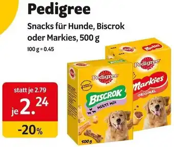 Das Futterhaus Pedigree Snacks für Hunde, Biscrok oder Markies, 500 g Angebot