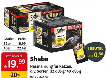 Das Futterhaus Sheba Nassnahrung für Katzen, div. Sorten, 32 x 85 g/40 x 85 g Angebot