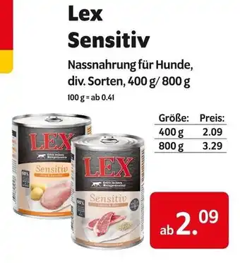 Das Futterhaus Lex Sensitiv Nassnahrung für Hunde, div. Sorten, 400 g/800 g Angebot