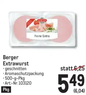 Metro Berger Extrawurst 500g Angebot