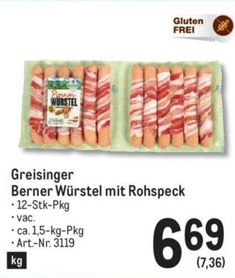 Metro Greisinger Berner Würstel Mit Rohspeck Angebot