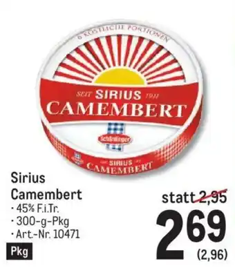 Metro Sirius Camembert 300g Angebot