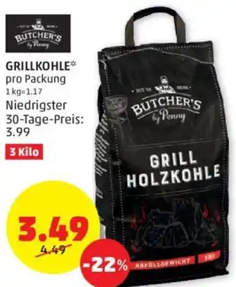 PENNY GRILLKOHLE* pro Packung Angebot